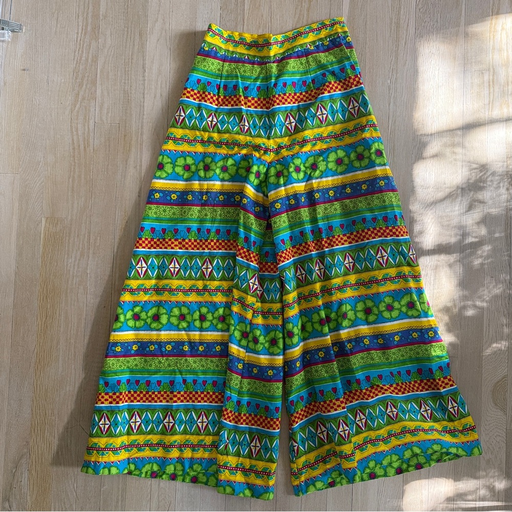 Vintage Patterned Wide-Leg Pants